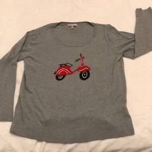 Banana Republic grey sweater with red scooter. XL